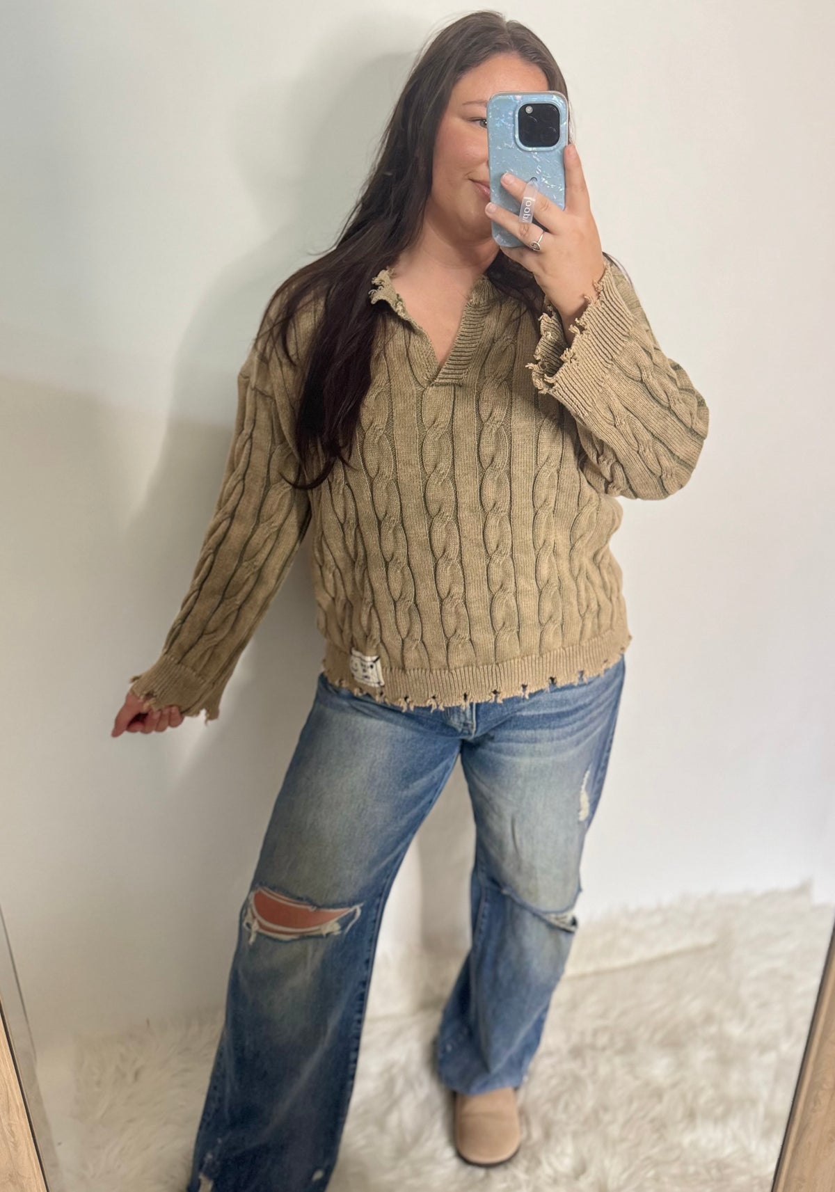 Mossy Vintage Distressed Sweater