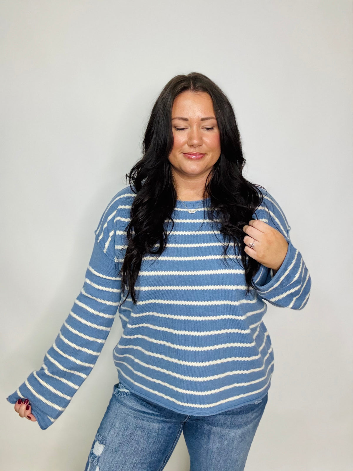 Caroline Soft Striped Sweater Top