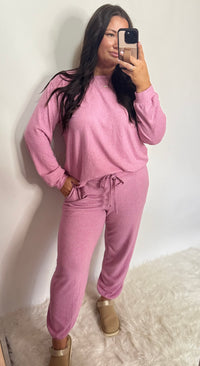 Lounging Around Hacci Set - Heathered Pink