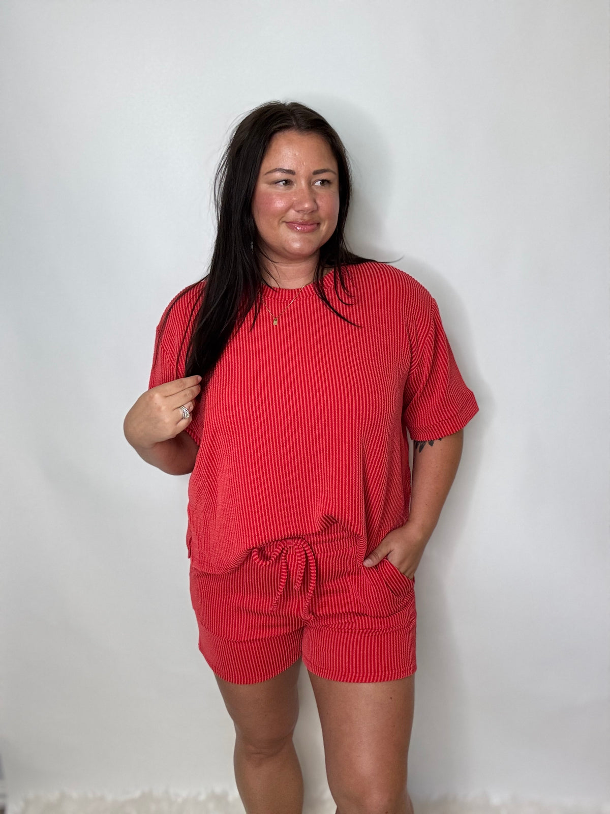 Bet On It Ribbed Set - Red