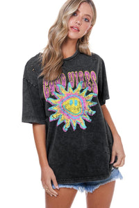 Distressed Good Vibes Graphic Tee