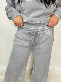 Montana Acid Wash Wide Leg Pants - Sleet