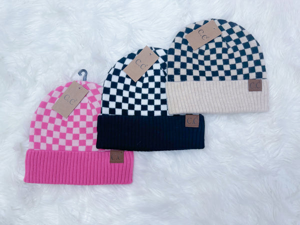 C.C Checkered Wool Beanie