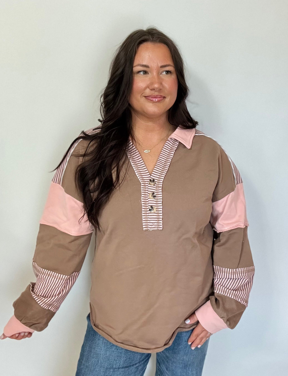 Camille Colorblock Top - Mocha