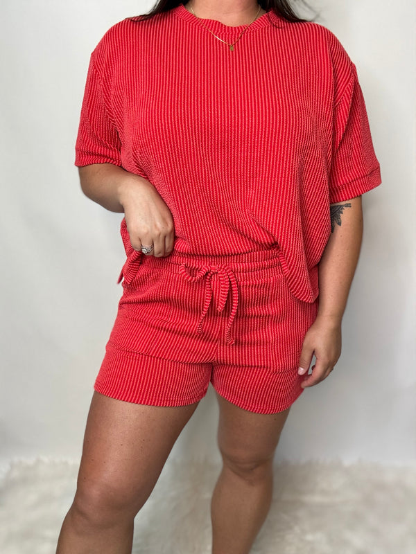 Bet On It Ribbed Set - Red