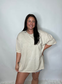 Dayglow Oversized Boxy Tee- Sand