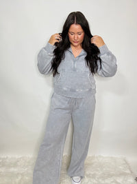 Montana Acid Wash Wide Leg Pants - Sleet