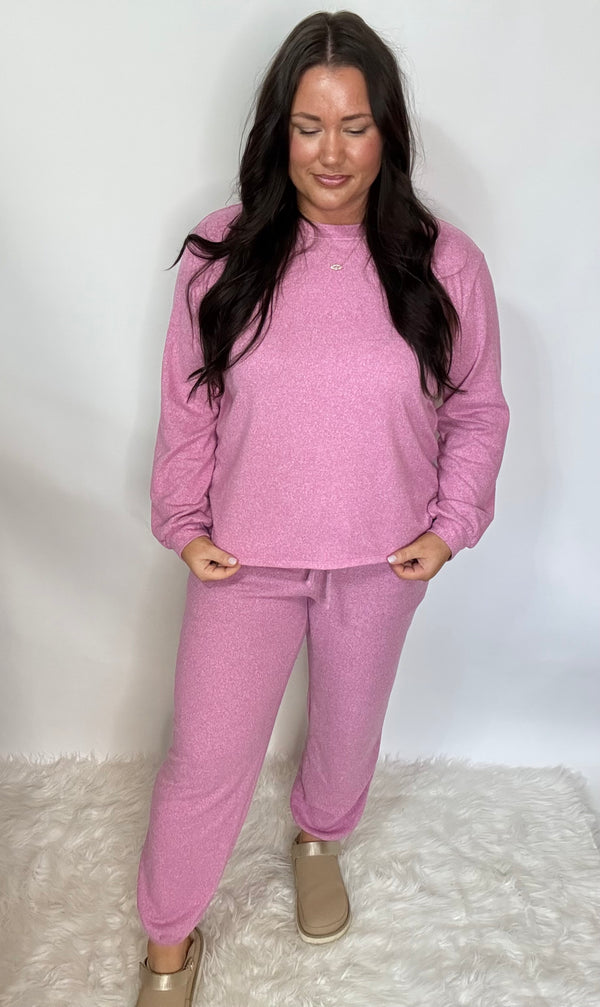 Lounging Around Hacci Set - Heathered Pink