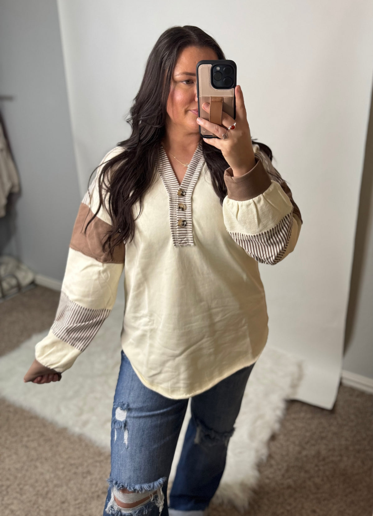 Camille Colorblock Top - Ivory