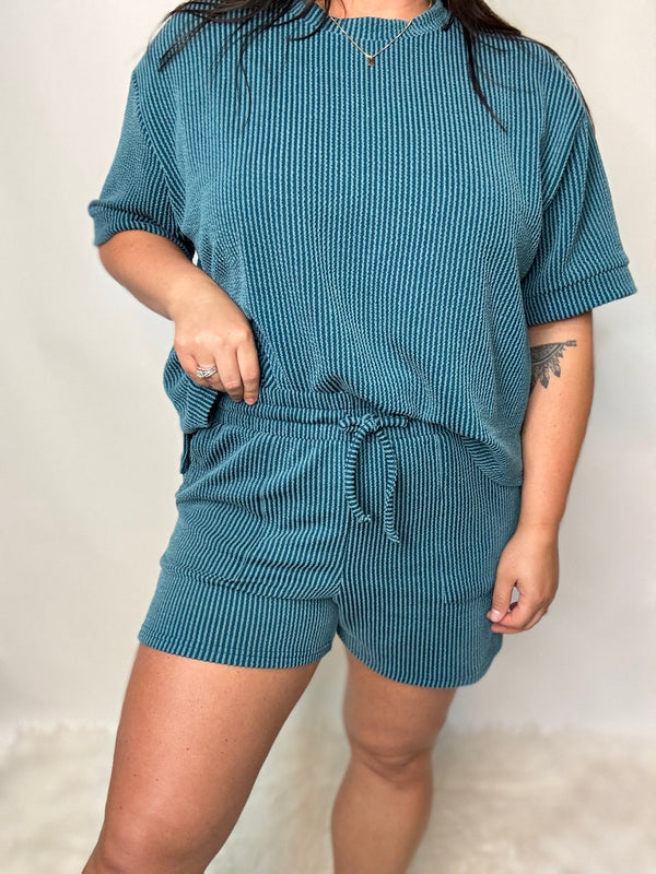 Bet On It Ribbed Set - Teal