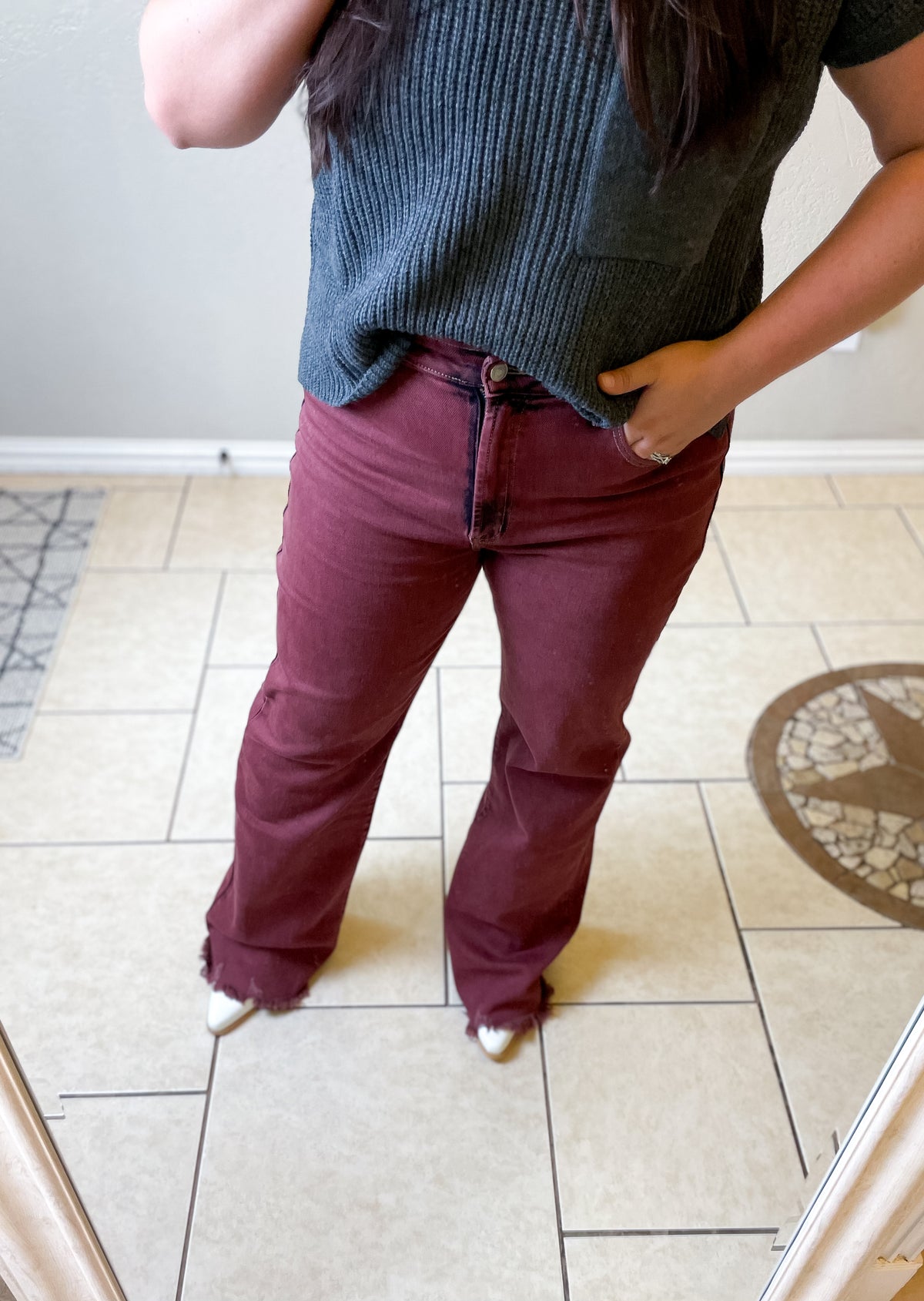 Artemis Vintage - Burgundy Vintage Flare Jeans