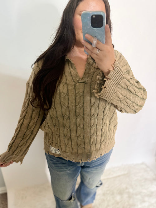 Mossy Vintage Distressed Sweater