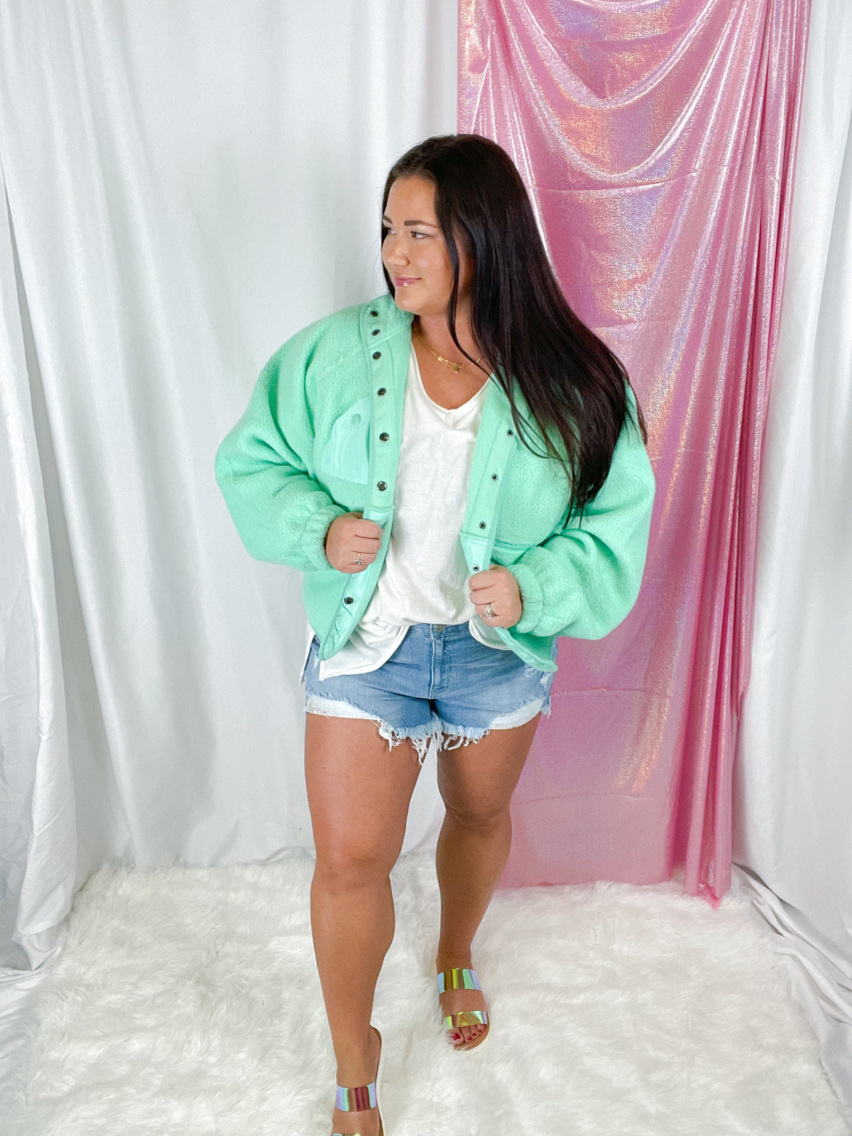 In Bloom Mint Fleece Jacket