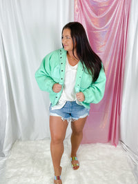 In Bloom Mint Fleece Jacket