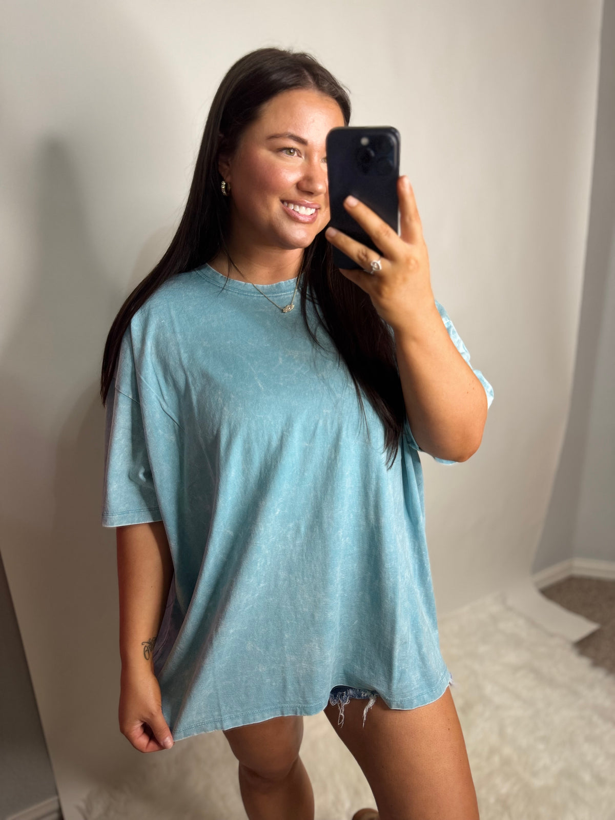 Dayglow Oversized Boxy Tee- Teal