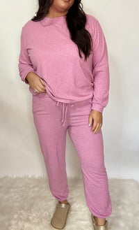 Lounging Around Hacci Set - Heathered Pink