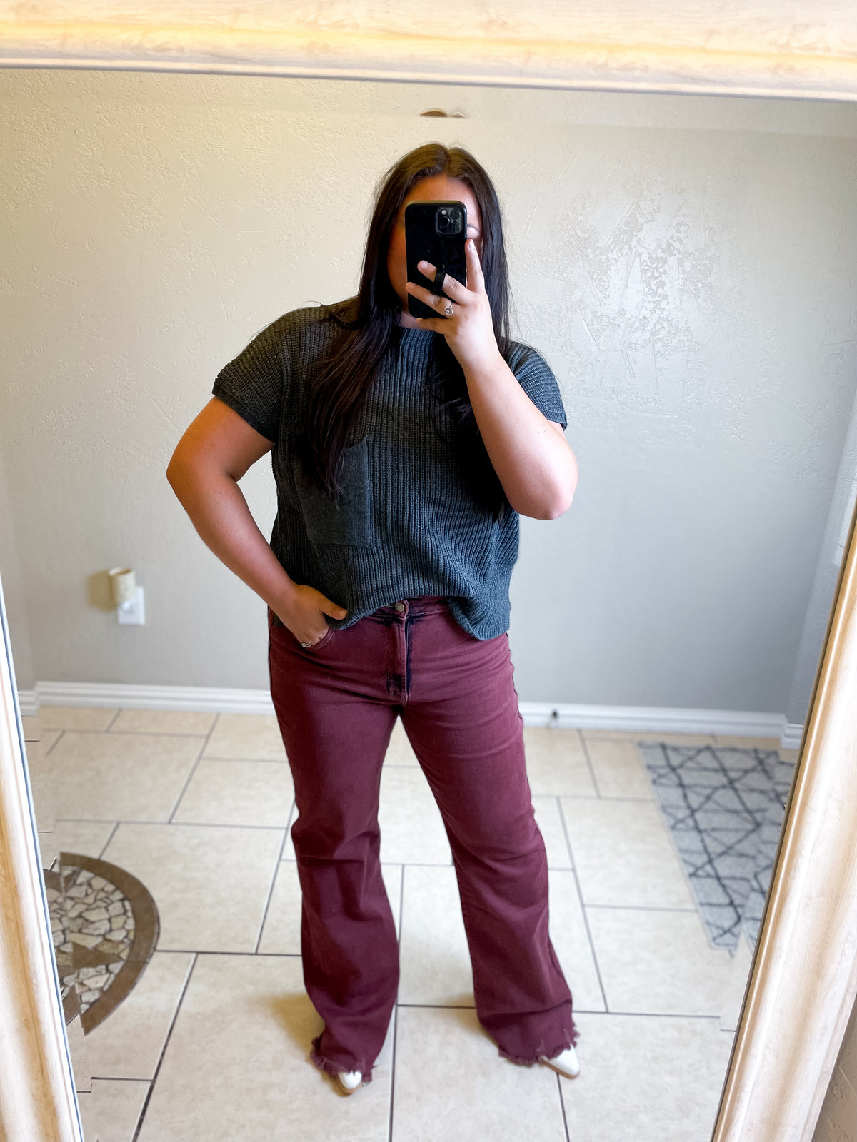 Artemis Vintage - Burgundy Vintage Flare Jeans