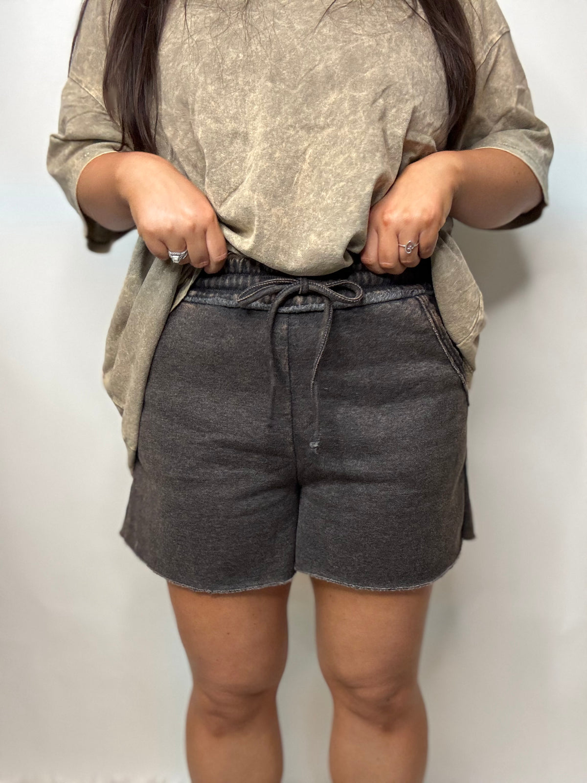 Easy Does It Fleece Shorts - Ash Black