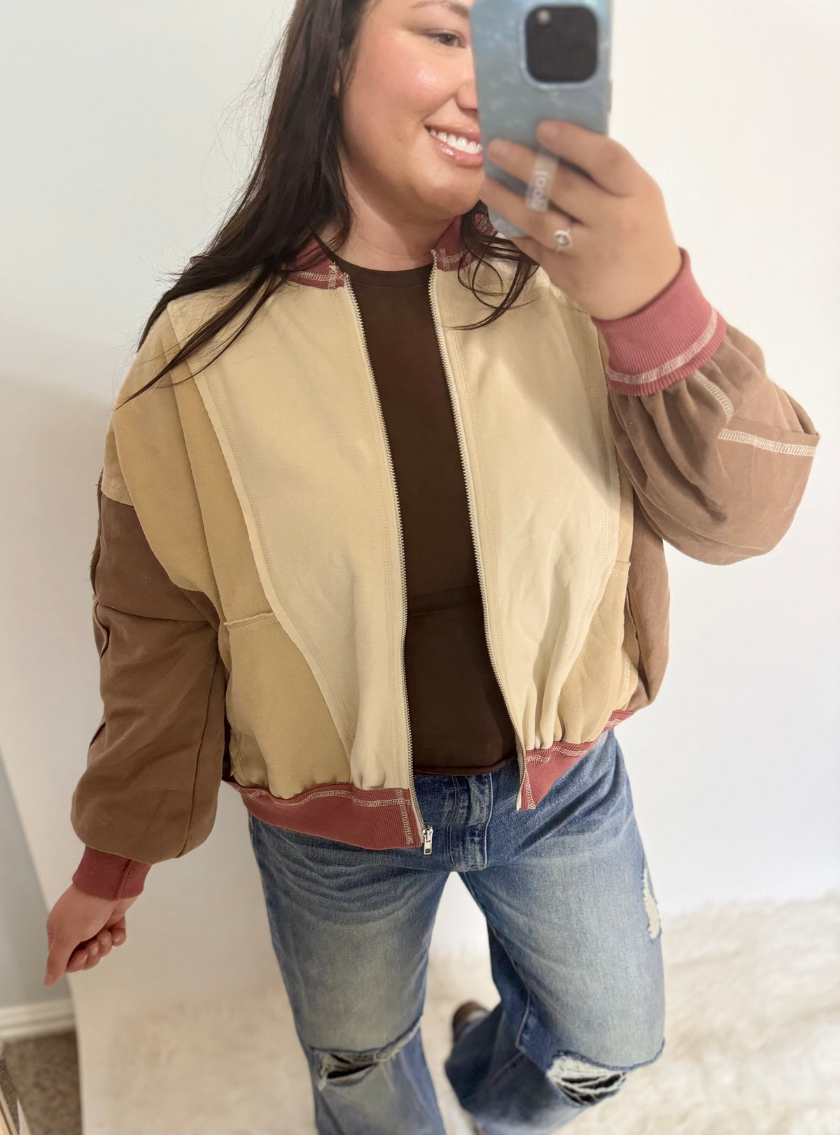 Kelsey Colorblock Bomber Jacket