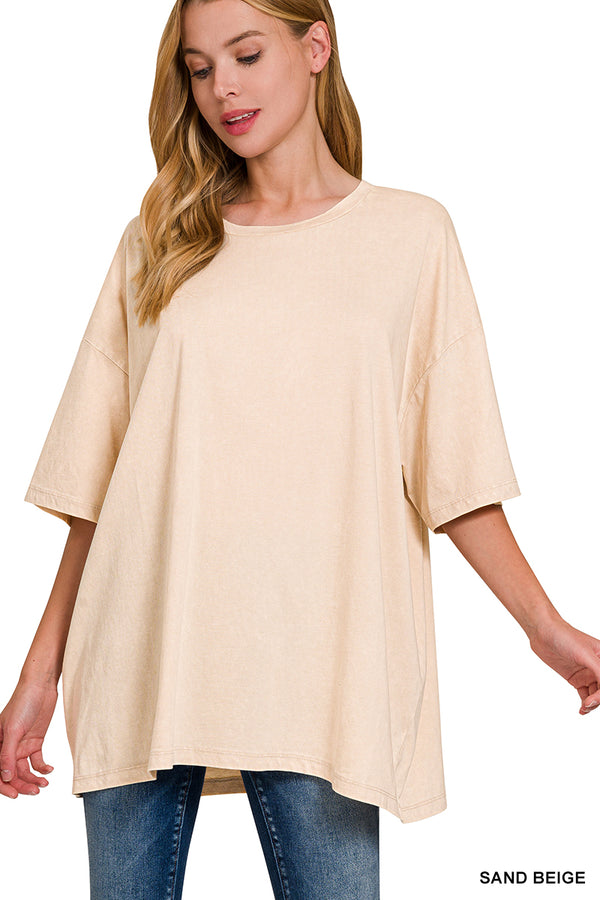 Dayglow Oversized Boxy Tee- Sand