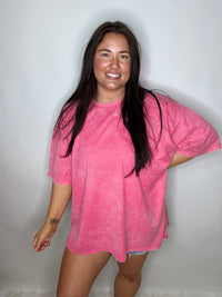 Dayglow Oversized Boxy Tee- Fuchsia