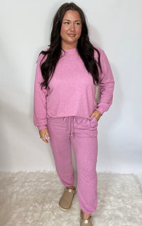 Lounging Around Hacci Set - Heathered Pink