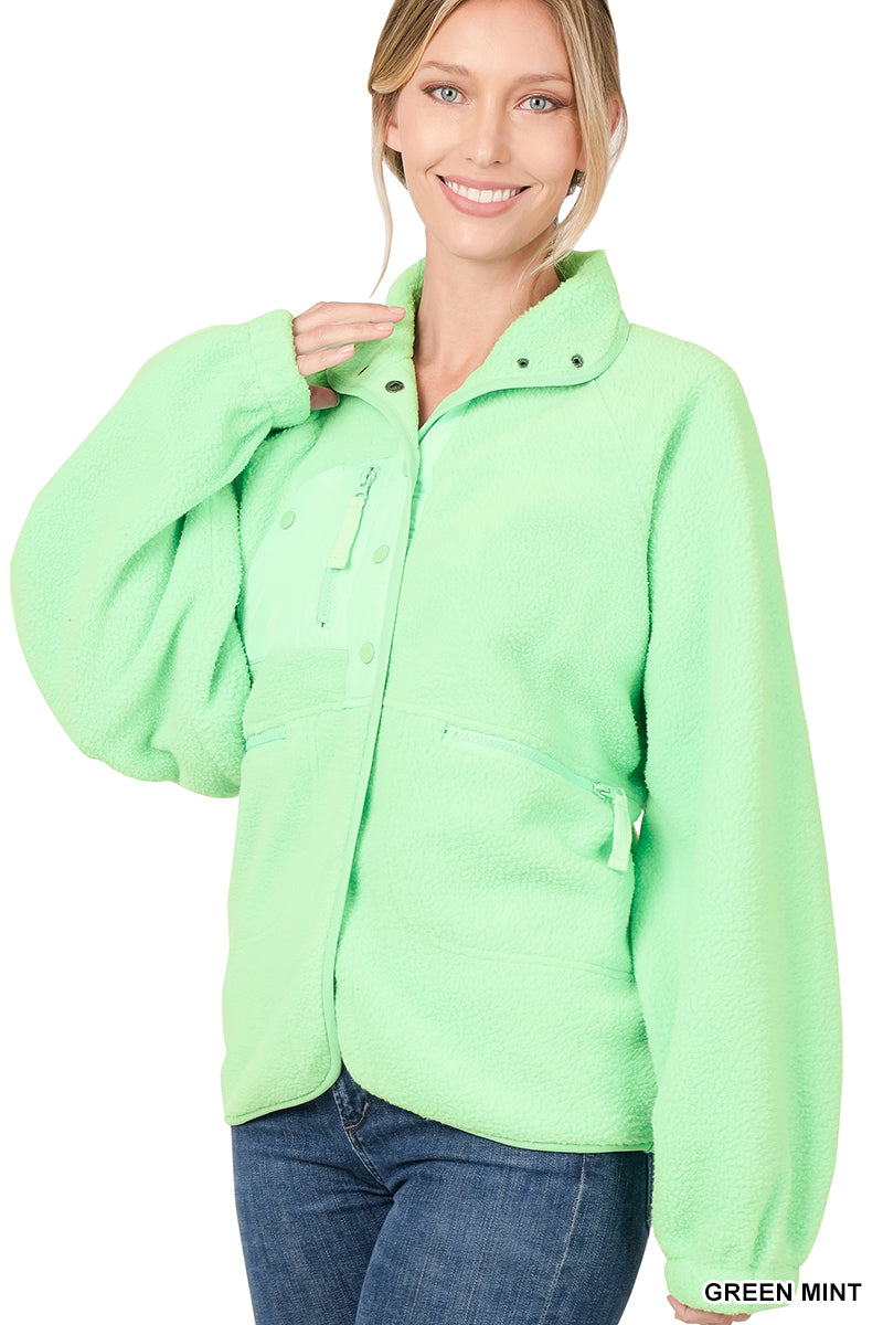 In Bloom Mint Fleece Jacket