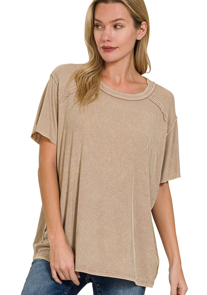 Beachside Washed Boat Neck Top