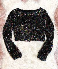 Sequin Flare Crop Top