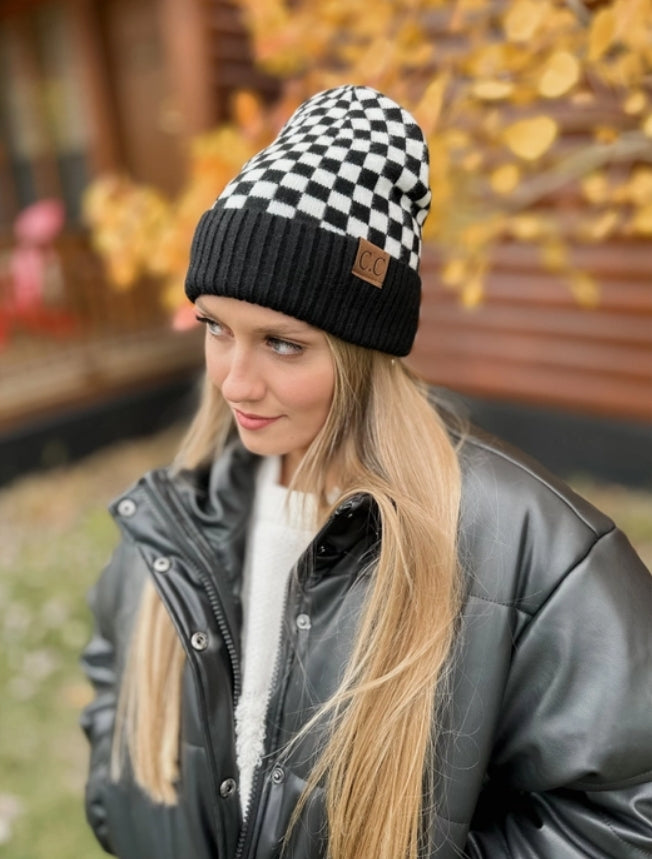 C.C Checkered Wool Beanie