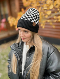 C.C Checkered Wool Beanie