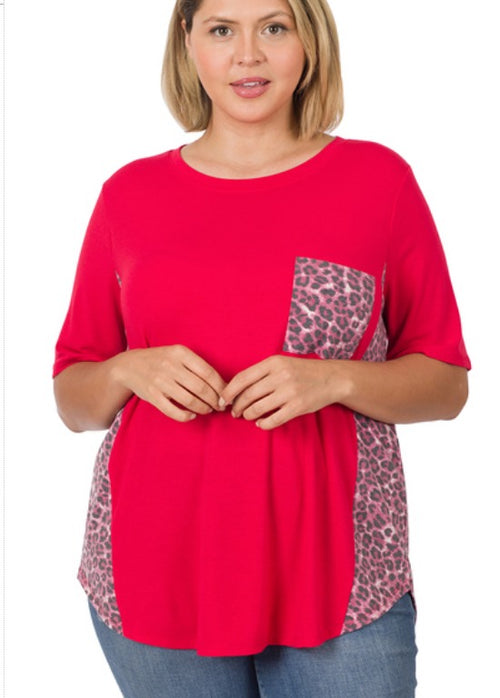 Contrast Leopard Top